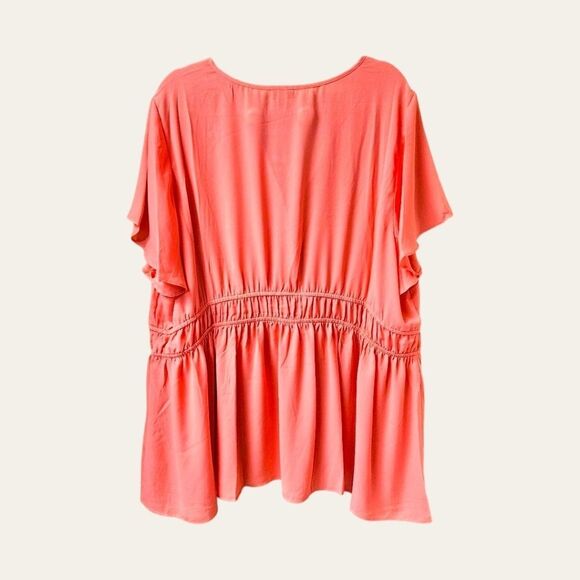 โTORRID Plus Size Tea Rose ๐น Color Peplum Georgette Flutter Sleeve Blouse. 4X - Picture 9 of 16